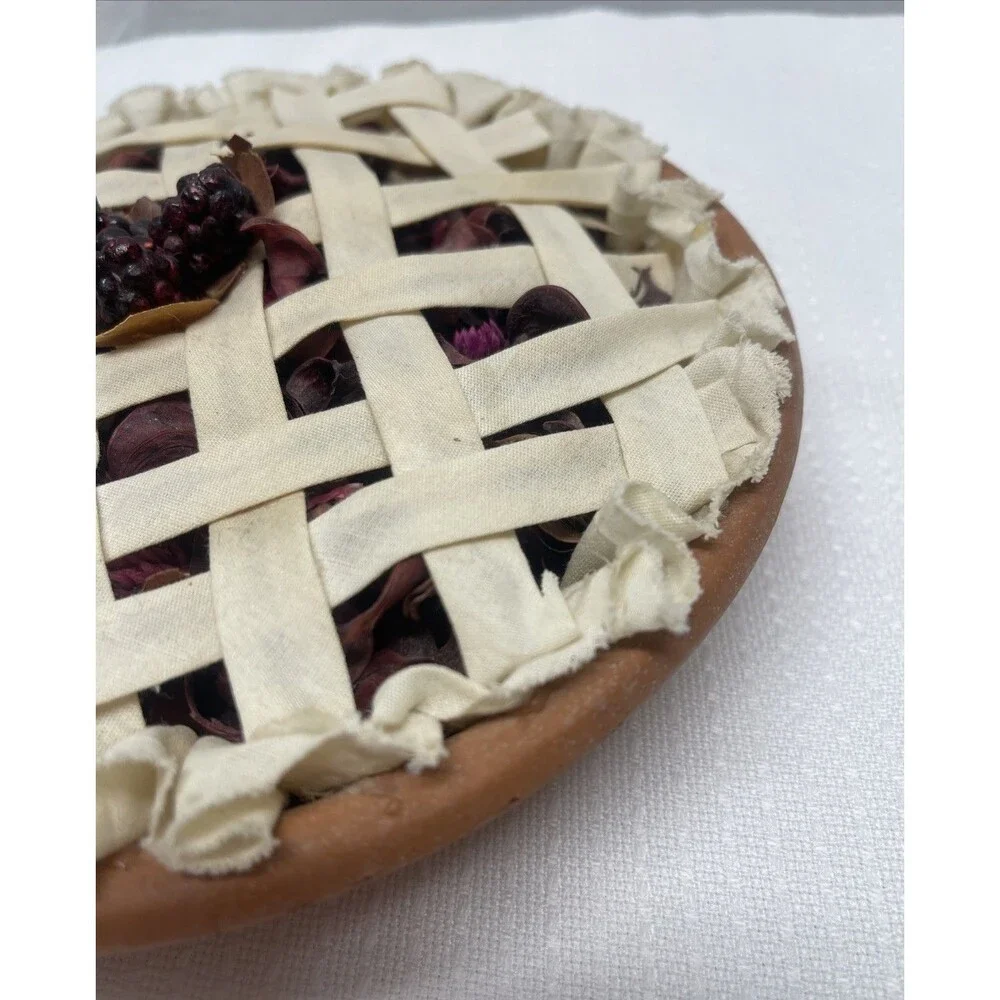 Vintage Handcrafted Lattice Fabric Pie Crust - Potpourri Rose Petal Raspberries